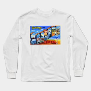 Greetings from Seaside, Oregon - Vintage Large Letter Postcard Long Sleeve T-Shirt